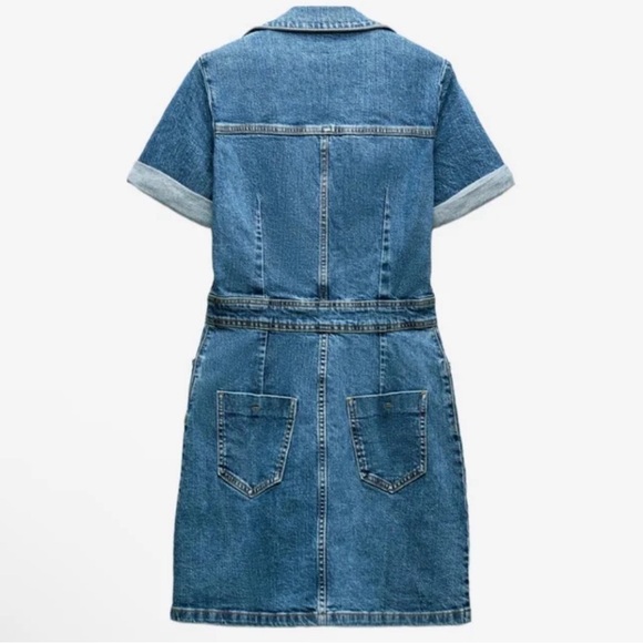 Zara COLLARED DENIM MINI DRESS - Picture 9 of 10